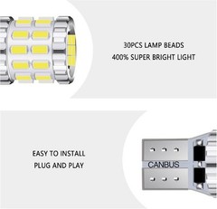 2PCS 194 LED Bulb White Super Bright Canbus 3014 30SMD W5W T10, for 12V License