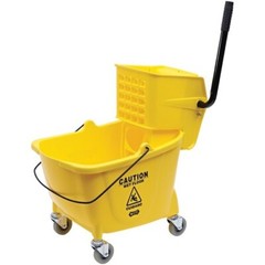 Genuine Joe 35 QT Side Press Mop Bucket Wringer Combo- Casters – 21″ x 16″ x 14″