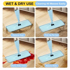 16.5 inch Reusable Mop Pads Microfiber Spray 5 Count (Pack of 1), Blue