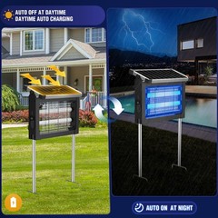Zechuan Solar Bug Zapper Outdoor 4500V Mosquito Zapper Waterproof Panel Sensor