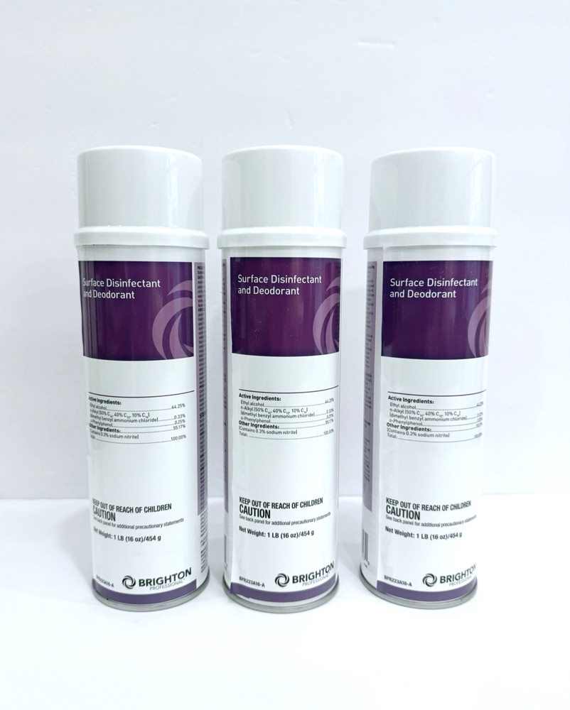 Brighton Surface Disinfectant & Deodorant Spray 16oz EPA Registered Can 3 pack