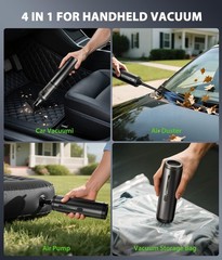 Car Vacuum Portable Cordless Handheld Cleaner 4-in-1 Mini Black