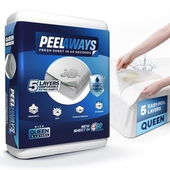 Peelaways Incontinence Bed Sheets & Mattress Protector, Queen 80″x60″x12″ | 5…
