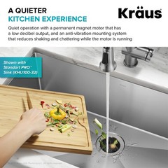 KRAUS WasteGuard 1/2 HP Continuous Feed Ultra-Quiet Motor Garbage Disposal wi…