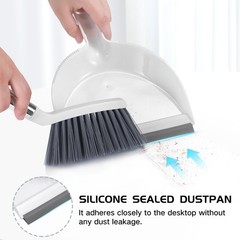 NACENA Mini Broom and Dustpan Set, Small Dust Pan 1 Pack, Grey & White