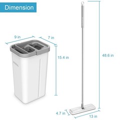 BOSHENG Mop and Bucket with White Set 3 Pads,