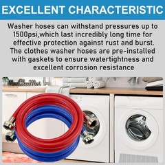 Washer Hose 12 Ft/12FT Rubber Washing Machine Hoses,Washer and Dryer Hose 3/4…