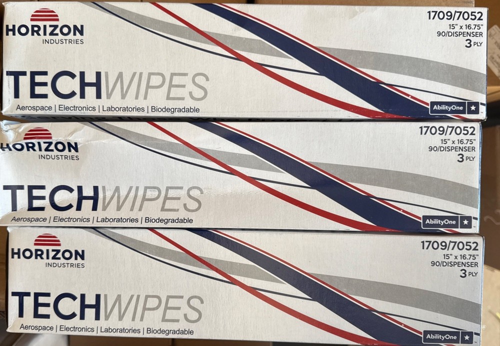 3 PACK Horizon Industries 1709/7052 TechWipes 15″ x 16.75″ 90/Wipes 3Ply Per Box