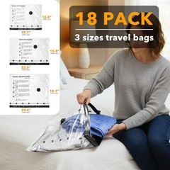 Travel Vacuum Bags for Luggage with Electric Pump, 18 Pack Vacuum Seal Bags for