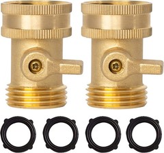 Xiny Tool Brass Garden Hose Shut Off Valve, 2 Pack Heavy Duty 2 Pack, Gold