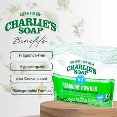 Charlie’s Soap Laundry Powder (50 Loads, 1 Pack) Hypoallergenic Deep…