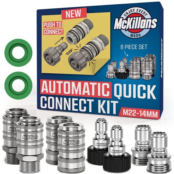 McKillans® 2025 Automatic M22-14mm Pressure Washer Quick Connects