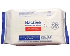 BACTIVE DISINFECTANT WIPES 80 Per Pack Expired Hospital Grade-1 pack