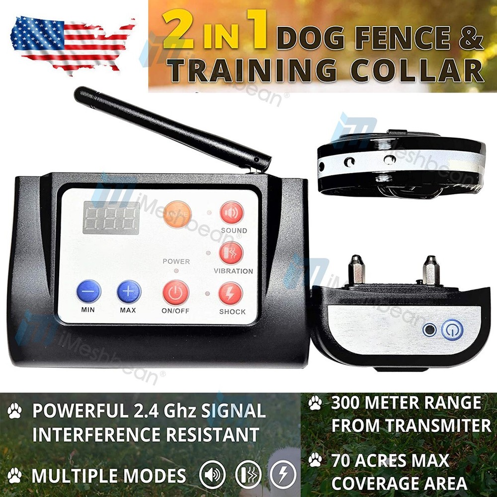 Wireless Electric 2 Dog Fence Pet Containment System Shock Collars Dog Boundary