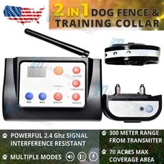 Wireless Electric 2 Dog Fence Pet Containment System Shock Collars Dog Boundary