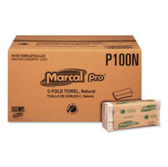 Marcal Pro Recycled Folded Towels 1Ply Natural 12.8×10.1 Case 2400Ct P100N