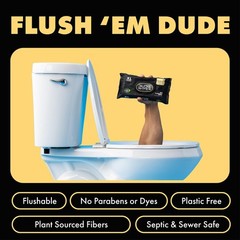 DUDE Wipes – Flushable – 3 Pack, 144 Count 48 (Pack of 3), Black