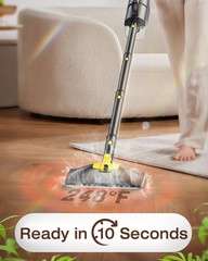 10-in-1 Steam Mop with Detachable Handheld Steamer,350ml Tank, 10s Heat-Up, 2…