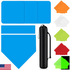 Hiboom 5 Pcs Baseball Softball Base Set Portable Carry Bag 3 Bases Homeplate Rub