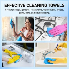 HOMERHYME Microfiber Cleaning Cloth Roll, 75 Pack Tear Away 75, Blue