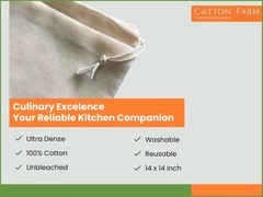 Cotton Farm Nut Milk Bag & Cheese 14 x 14 inch / 2 pieces, Natural Beige