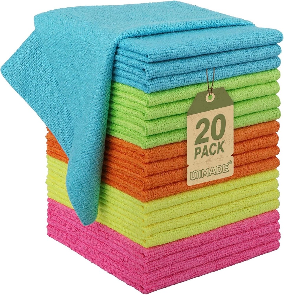 Microfiber Cleaning Cloth, 20 Pack Reusable Microfiber Towels for Cars L