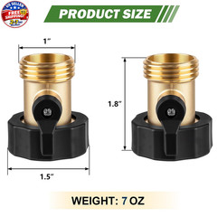 2 Pack Brass Garden Hose Shut Off Valve 3/4″ Heavy Duty Connector w Washers
