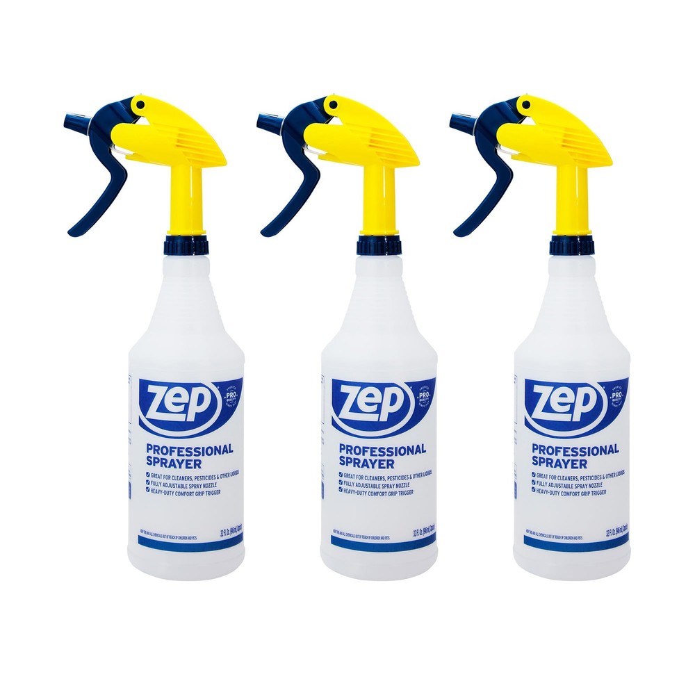 ZEP Professional Sprayer Bottle, 32 oz, Pack of 3, 3 Spray Bottles, White