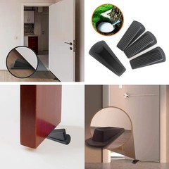 Door Stop, Stopper, Wedge, 6 Pack Rubber Black Grey