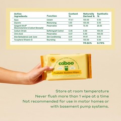 Caboo Tree Free Flushable Wipes, Certified 60 Count (Pack of 3), White