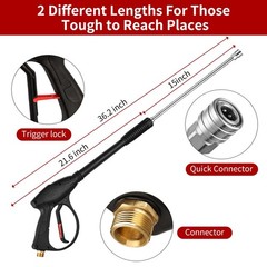 FENG PAI Pressure Washer Gun with 15in Extension Wand & 25FT Hose, 5 Nozzle T…