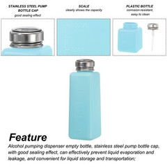 3pcs 17 Oz/500ml Alcohol Push Down Pump Dispenser Bottle Press, Blue