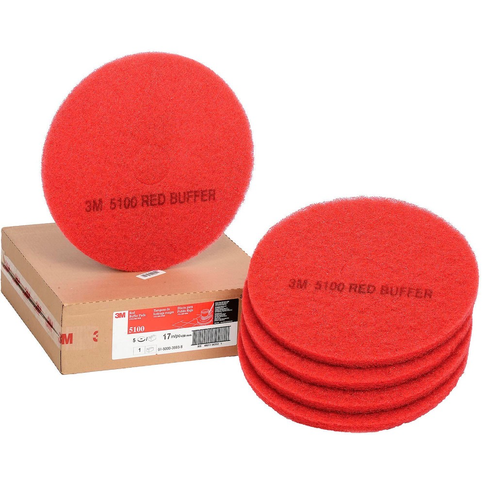 3M 7000000662 3M153; Buffer Pad 5100 17″ 5/Case Red