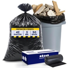 Plasticplace Contractor Trash 42 Gallon 3.0 Mil Black Heavy Duty Garbage Bag 33