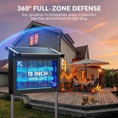 Solar Bug Zapper Outdoor, Mosquito 4500V Cordless Black & Silver