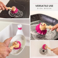 Vigar Dolls April Dish Brush with Ergonomic 7.5 X X 24.5 Cm, White, Pink