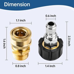 AURORA CAR Pressure Washer Adapter Set, Quick Connect Kit, M22 14mm, Silver
