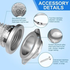 Janhemei Magnetic Dryer Vent Connector Kit, 4-Inch by 31.5-Inch silver