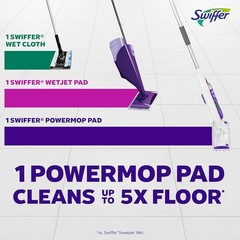 Swiffer PowerMop Multi-Surface Mopping Pad Refills for 11 Count, White/Purple