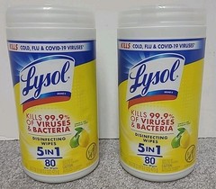 Lysol Disinfecting Wipes 5 in 1 80 Count (2 Pack) Lemon & Lime Scent SEALED