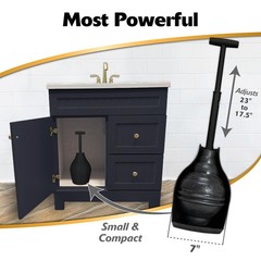 Korky BeehiveMAX Hideaway – Heavy Duty Toilet Plunger with Holder in Black