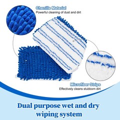 3 Pack Mop Heads Replacements for Ocedar 3 Blue Chenille Flip Pads