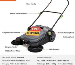 Barredora Manual 25.6” Depósito 5 Gal Mango Ajustable Patio Garaje Jardín,Nuevo