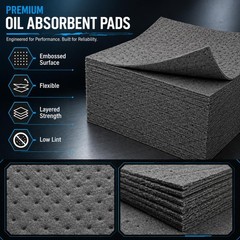 100 Pcs Heavy-Duty Oil Absorbent Pads – Dimpled Garage Spill Mat, 9.8×13