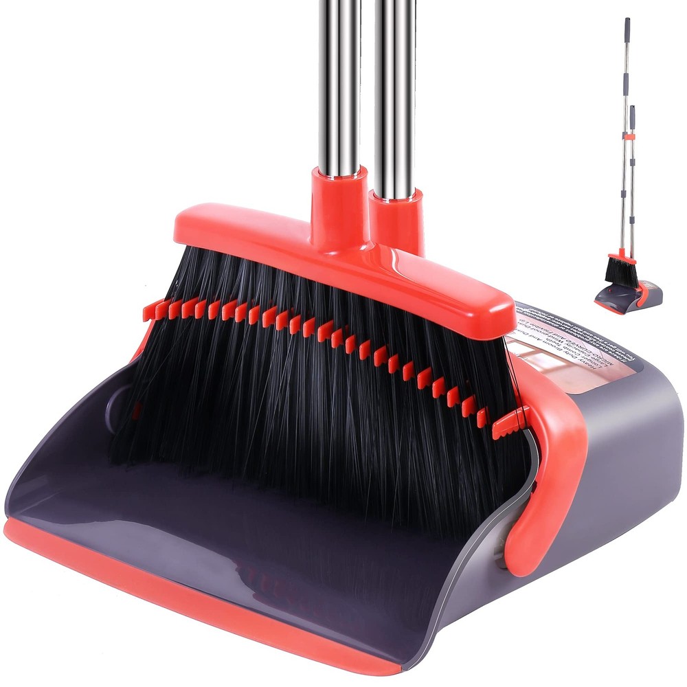 Broom with Dustpan Combo Set and 2 Piece Set, Purple&red