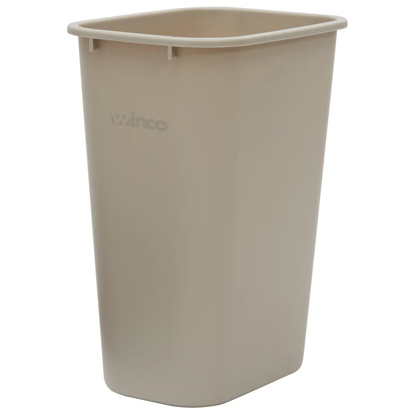 Janitorial Rectangular Waste Baskets Beige 41 Quart 15 1/4Wx11Dx19 5/8H Inch