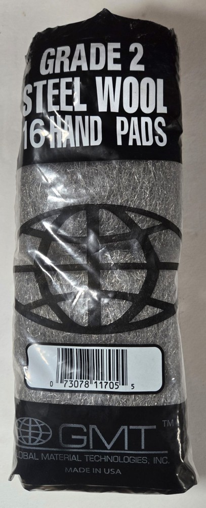 GMT 117005 Steel Wool Hand Pads Grade 2 (Medium Coarse) – 6 packs of 16 pads ea