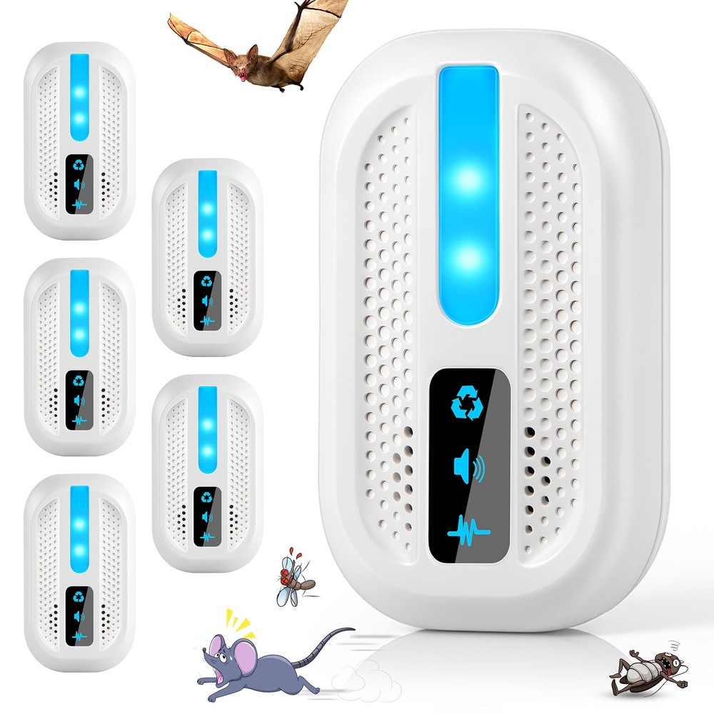 6 Pack Ultrasonic Mouse Repeller Indoor, Plug in Repellent for m, white