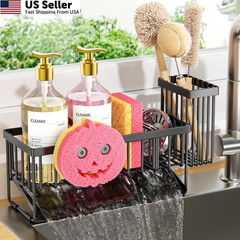 Sponge Holder for Kitchen Sink, Smiley Face Sink 1, Slanted Board – Black