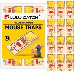 LULUCATCH Mouse Traps,12 Pack Classic Plastic Pedal Snap 12 Pack, Wood Color